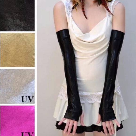 Fingerless wet look gloves - One More Time